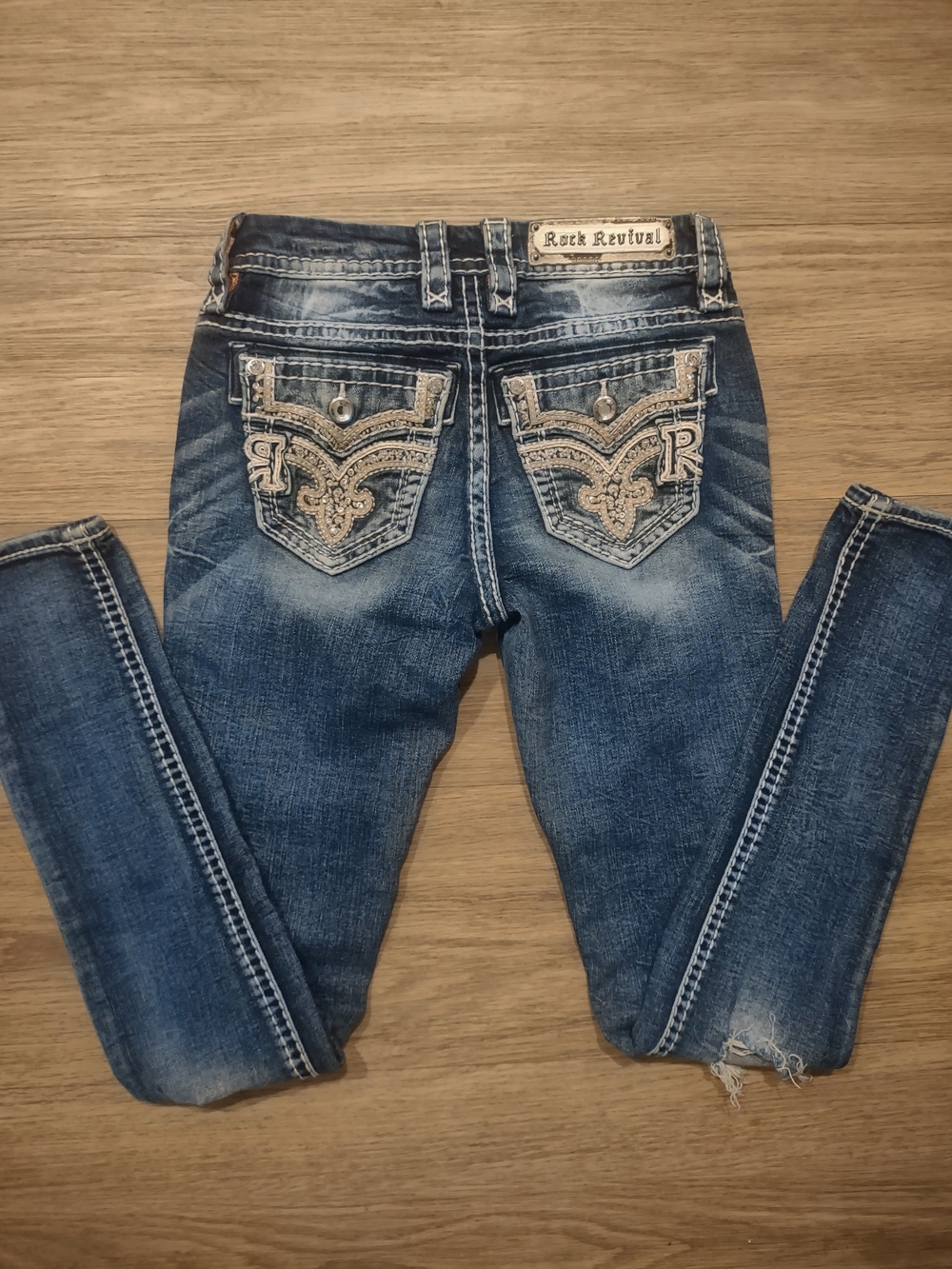 Rock Revival Women's Dark Blue Embroidered Back Pocket Jeans